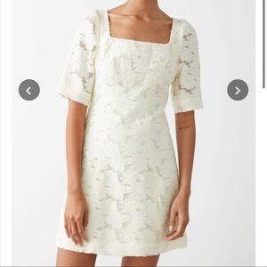 & Other Stories floral jacquard cream/white mini dress, size 6